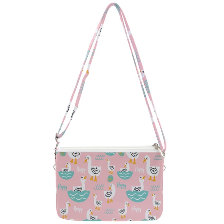 Cute-happy-duck-gift-card-design-seamless-pattern-template Double Gusset Crossbody Bag