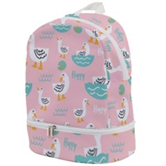 Cute-happy-duck-gift-card-design-seamless-pattern-template Zip Bottom Backpack by Salman4z