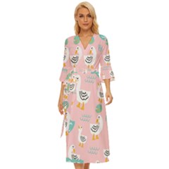 Cute-happy-duck-gift-card-design-seamless-pattern-template Midsummer Wrap Dress by Salman4z