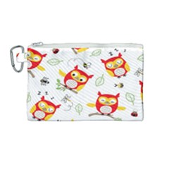 Seamless-pattern-vector-owl-cartoon-with-bugs Canvas Cosmetic Bag (medium) by Salman4z