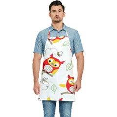 Seamless-pattern-vector-owl-cartoon-with-bugs Kitchen Apron by Salman4z