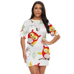 Seamless-pattern-vector-owl-cartoon-with-bugs Just Threw It On Dress by Salman4z