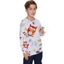 Seamless-pattern-vector-owl-cartoon-with-bugs Kids  Long Sleeve Jersey View3