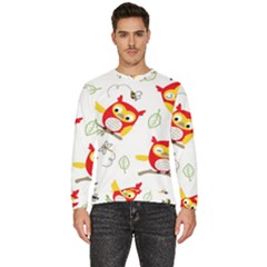 Seamless-pattern-vector-owl-cartoon-with-bugs Men s Fleece Sweatshirt by Salman4z