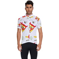 Seamless-pattern-vector-owl-cartoon-with-bugs Men s Short Sleeve Cycling Jersey by Salman4z