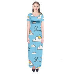 Sky-pattern Short Sleeve Maxi Dress by Salman4z