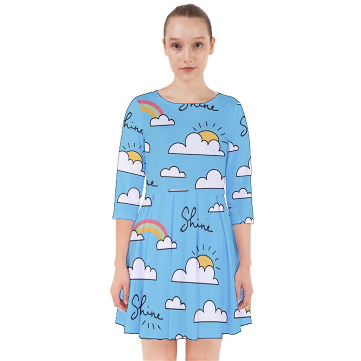 Sky-pattern Smock Dress