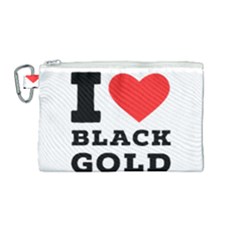 I Love Black Gold Canvas Cosmetic Bag (medium) by ilovewhateva