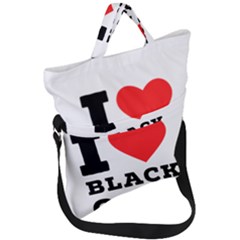 I Love Black Gold Fold Over Handle Tote Bag by ilovewhateva