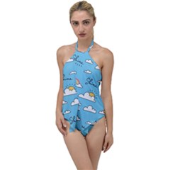 Sky-pattern Go With The Flow One Piece Swimsuit by Salman4z