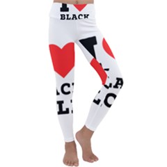 I Love Black Gold Kids  Lightweight Velour Classic Yoga Leggings by ilovewhateva