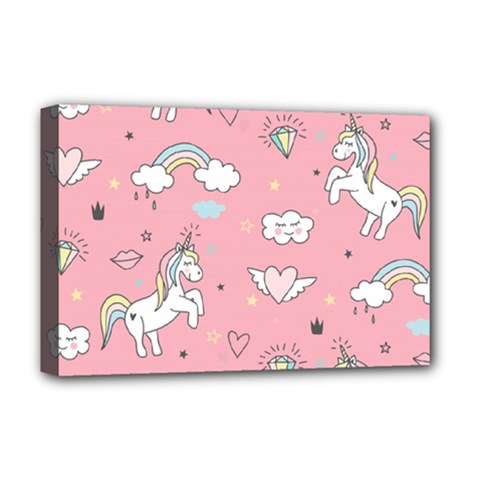 Cute-unicorn-seamless-pattern Deluxe Canvas 18  X 12  (stretched) by Salman4z