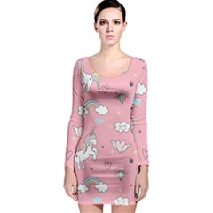 Cute-unicorn-seamless-pattern Long Sleeve Bodycon Dress by Salman4z