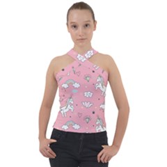 Cute-unicorn-seamless-pattern Cross Neck Velour Top by Salman4z