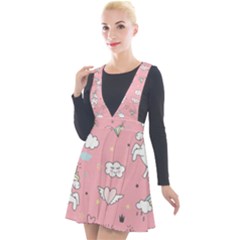 Cute-unicorn-seamless-pattern Plunge Pinafore Velour Dress by Salman4z