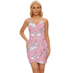 Cute-unicorn-seamless-pattern Wrap Tie Front Dress by Salman4z