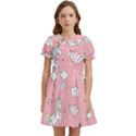 Cute-unicorn-seamless-pattern Kids  Bow Tie Puff Sleeve Dress View1