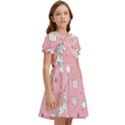 Cute-unicorn-seamless-pattern Kids  Bow Tie Puff Sleeve Dress View2