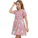 Cute-unicorn-seamless-pattern Kids  Bow Tie Puff Sleeve Dress View3