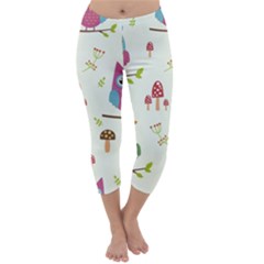 Forest-seamless-pattern-with-cute-owls Capri Winter Leggings  by Salman4z