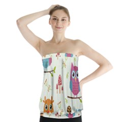 Forest-seamless-pattern-with-cute-owls Strapless Top by Salman4z