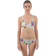 Forest-seamless-pattern-with-cute-owls Wrap Around Bikini Set by Salman4z