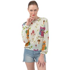 Forest-seamless-pattern-with-cute-owls Banded Bottom Chiffon Top by Salman4z