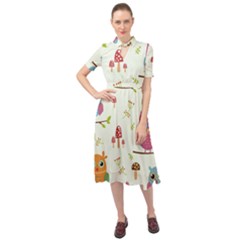 Forest-seamless-pattern-with-cute-owls Keyhole Neckline Chiffon Dress by Salman4z