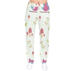 Forest-seamless-pattern-with-cute-owls Women Velvet Drawstring Pants by Salman4z