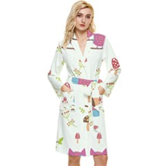 Forest-seamless-pattern-with-cute-owls Long Sleeve Velvet Robe