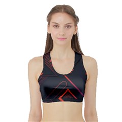 Gradient-geometric-shapes-dark-background-design Sports Bra With Border by Salman4z