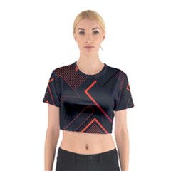 Gradient-geometric-shapes-dark-background-design Cotton Crop Top by Salman4z