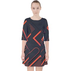 Gradient-geometric-shapes-dark-background-design Quarter Sleeve Pocket Dress by Salman4z