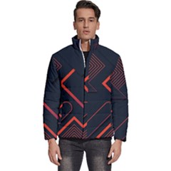 Gradient-geometric-shapes-dark-background-design Men s Puffer Bubble Jacket Coat by Salman4z