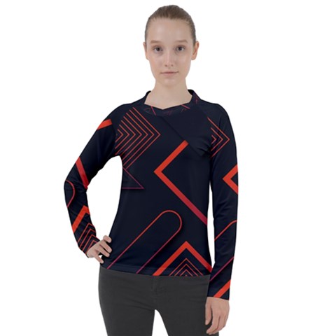 Gradient-geometric-shapes-dark-background-design Women s Pique Long Sleeve Tee by Salman4z