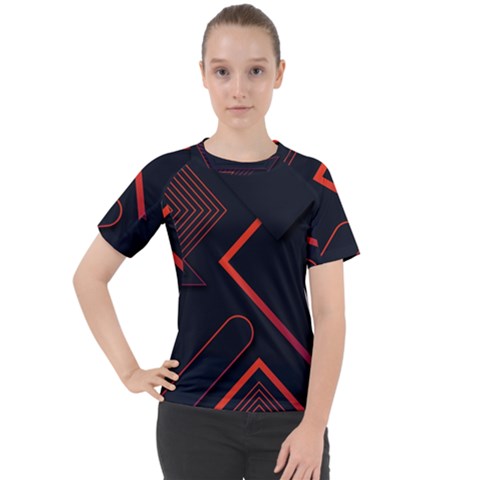 Gradient-geometric-shapes-dark-background-design Women s Sport Raglan Tee by Salman4z