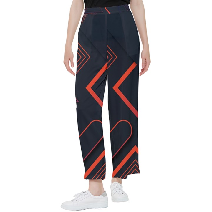 Gradient-geometric-shapes-dark-background-design Women s Pants 