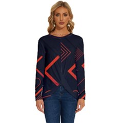 Gradient-geometric-shapes-dark-background-design Long Sleeve Crew Neck Pullover Top by Salman4z