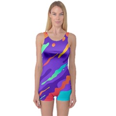 Multicolored-abstract-background One Piece Boyleg Swimsuit by Salman4z