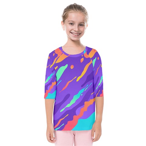 Multicolored-abstract-background Kids  Quarter Sleeve Raglan Tee by Salman4z