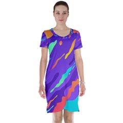 Multicolored-abstract-background Short Sleeve Nightdress by Salman4z