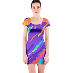 Multicolored-abstract-background Short Sleeve Bodycon Dress by Salman4z