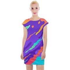 Multicolored-abstract-background Cap Sleeve Bodycon Dress by Salman4z