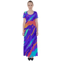 Multicolored-abstract-background High Waist Short Sleeve Maxi Dress by Salman4z