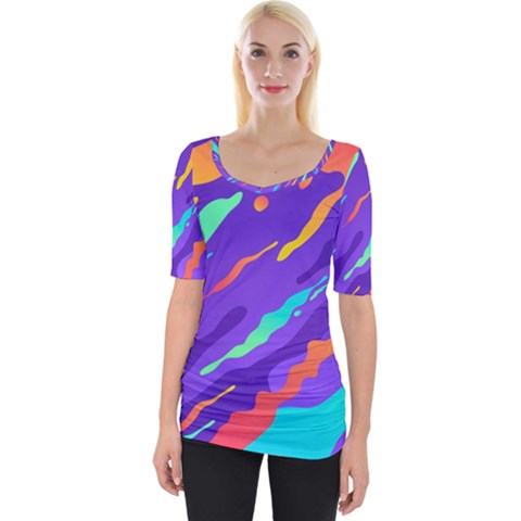 Multicolored-abstract-background Wide Neckline Tee by Salman4z