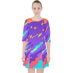 Multicolored-abstract-background Quarter Sleeve Pocket Dress by Salman4z