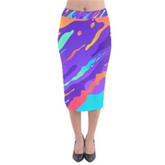 Multicolored-abstract-background Velvet Midi Pencil Skirt by Salman4z