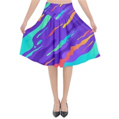 Multicolored-abstract-background Flared Midi Skirt by Salman4z