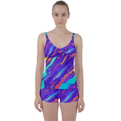 Multicolored-abstract-background Tie Front Two Piece Tankini by Salman4z