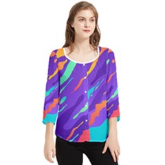 Multicolored-abstract-background Chiffon Quarter Sleeve Blouse by Salman4z